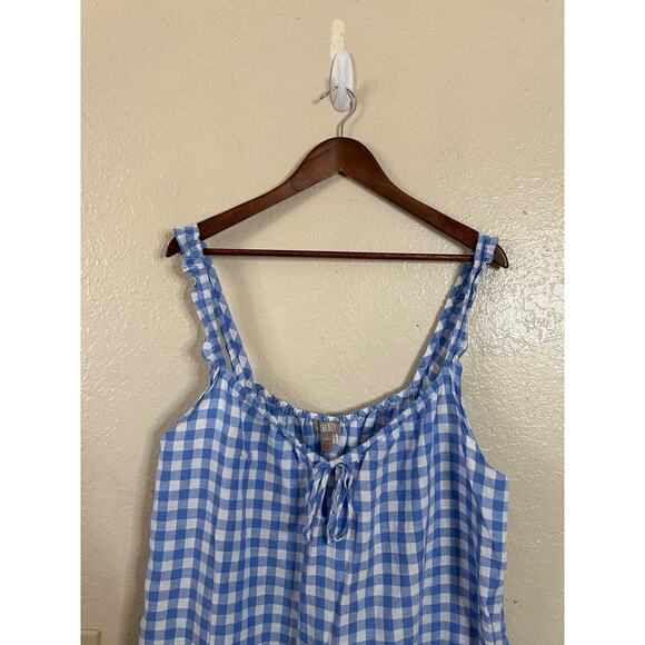 J.Crew Ruffle-Strap Dress in Gingham Linen Cotton Blend Womans Large - Picture 4 of 11